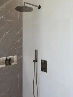 Marho Valdra regendouche set inbouw met thermostaatkraan 25 cm gun metal