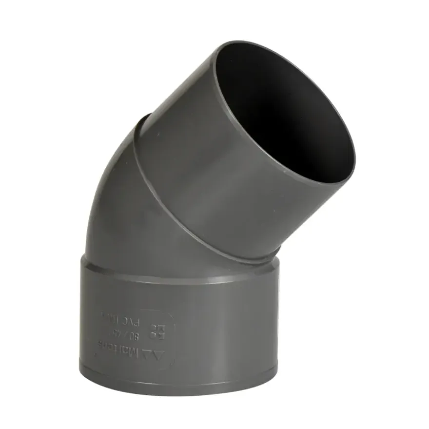 Martens PVC Bocht 45° Grijs Mof/ Verjongd 80 mm