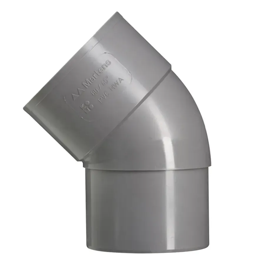 Martens PVC bocht 45° grijs mof/verjongd 100 mm
