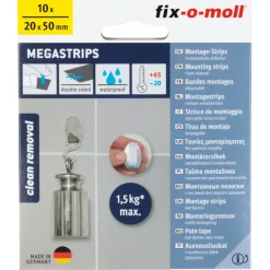 MEGASTRIPS zelfklevend wit 50x20mm 10 stuks