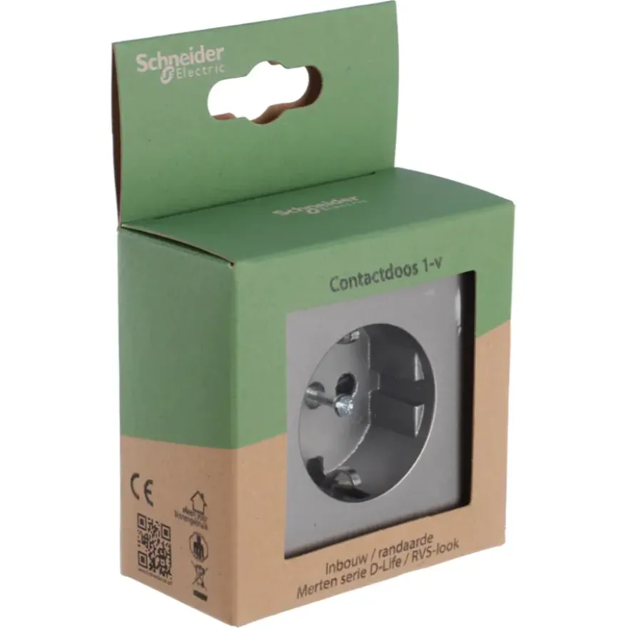 Merten D-Life Inbouw Stopcontact Enkel RA RVS