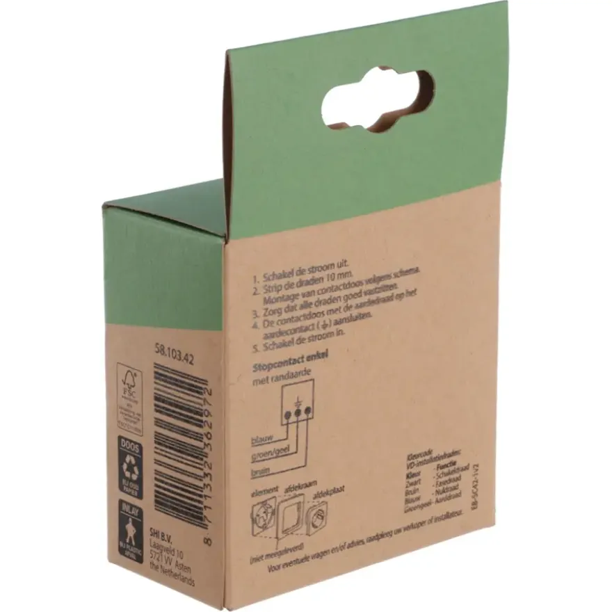 Merten D-Life Inbouw Stopcontact Enkel RA RVS