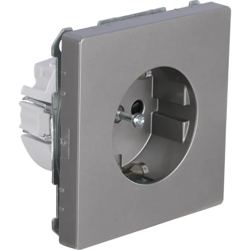 Merten D-Life Inbouw Stopcontact Enkel RA RVS