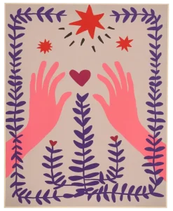 muurdecoratie hand roze FSC Mix - l40xb50xh3cm