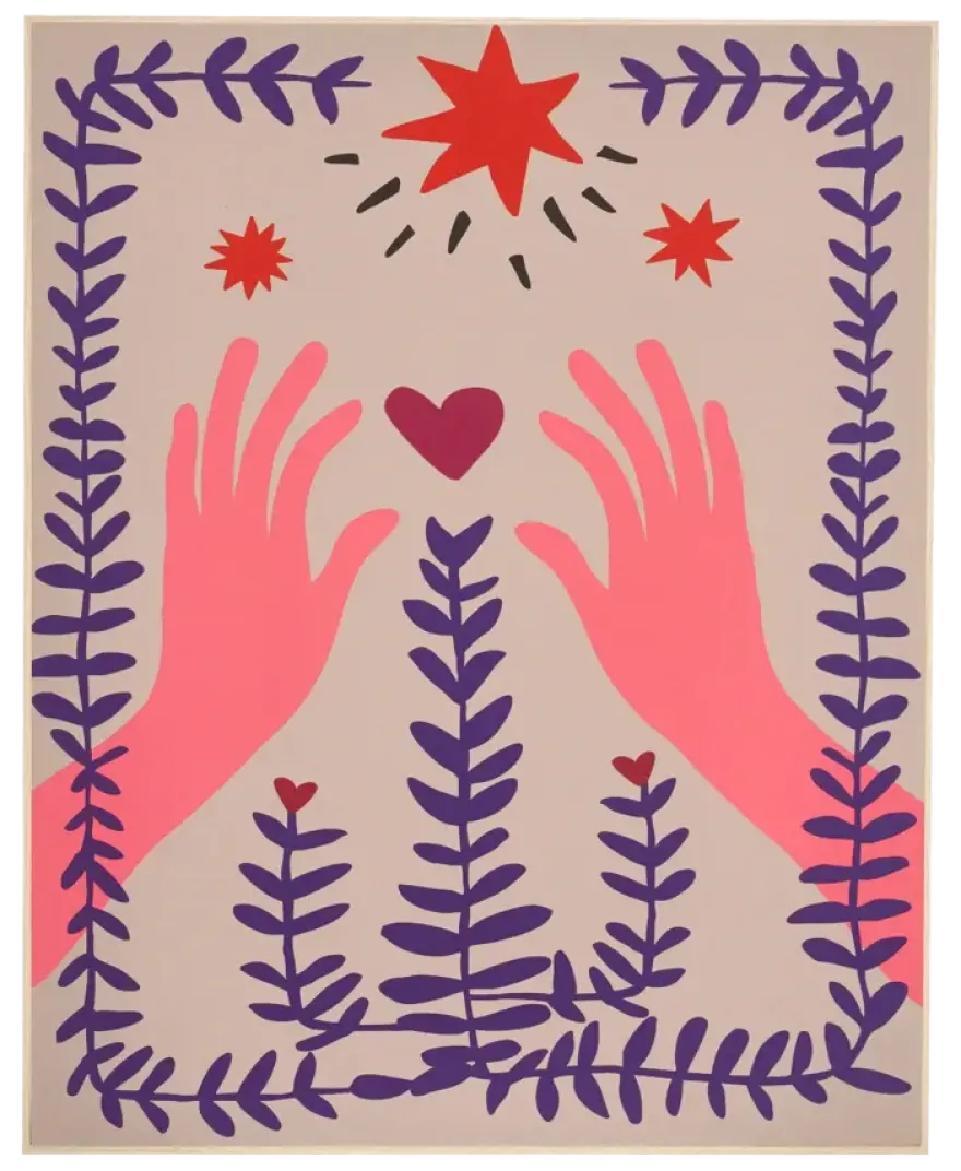 muurdecoratie hand roze FSC Mix - l40xb50xh3cm
