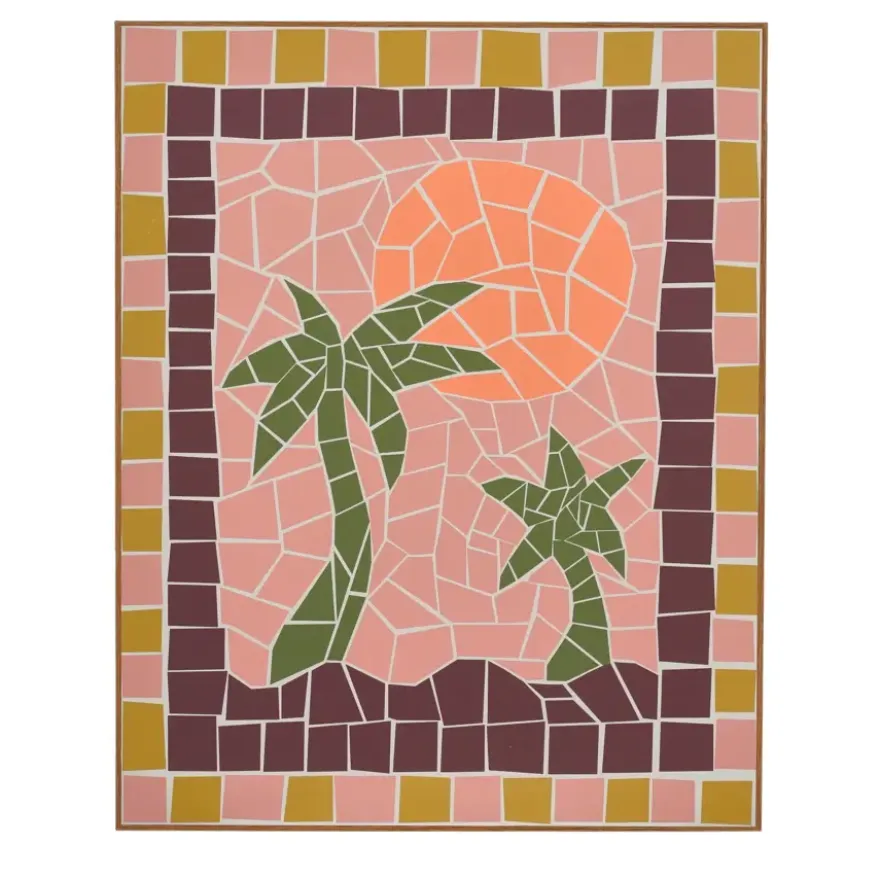 Muurdecoratie palmboom roze FSC Mix - l40xb50xh3cm