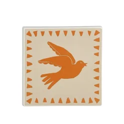 Muurdecoratie vogel geel - l12xb12xh1,5cm