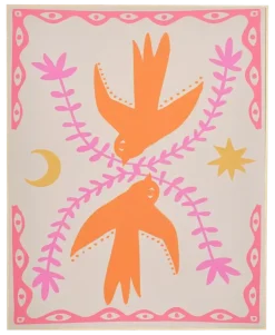 Muurdecoratie vogel oranje FSC Mix - l40xb50xh3cm