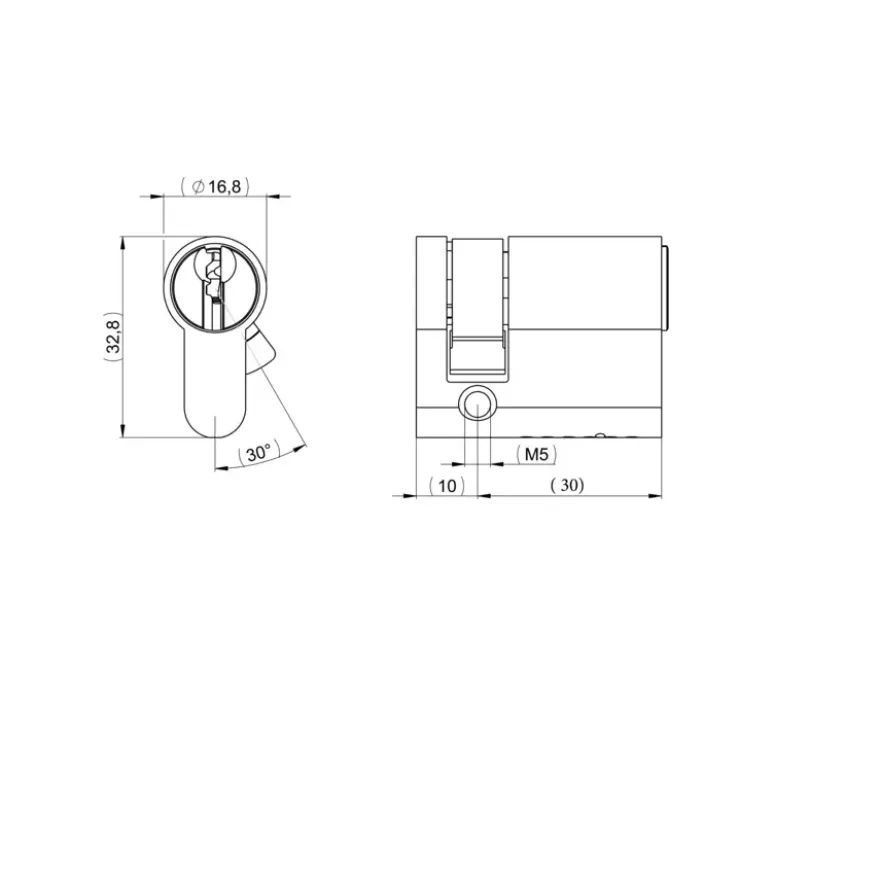 Nemef cilinder enkel voor berging- en garagedeuren van 38-42 mm