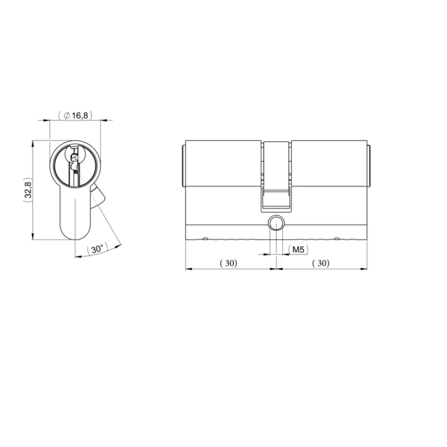 Nemef profielcilinder messing - gelijksluitend voor 3 deuren - voor deuren van 38-42 mm