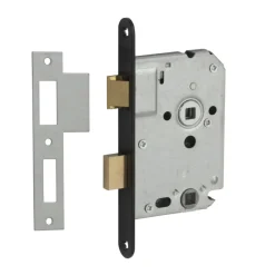 Nemef 1200 serie insteekslot badkamerslot/wc-slot met zwarte voorplaat Doorn 50mm PC 63mm