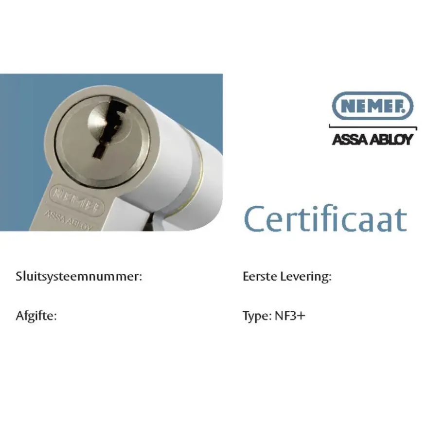 NEMEF veiligheidscilinder NF3+ 30/30 mm SKG 3-sterren gelijksluitend (3 stuks)