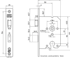 NEMEF veiligheidsslot met sluitkom SKG 2-sterren Doorn 50mm PC 55mm