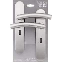 Novidade deurkrukset Hera ovaal schild met sleutelgat 56 mm RVS