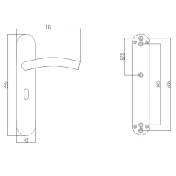 Novidade deurkrukset Hera ovaal schild met sleutelgat 56 mm RVS