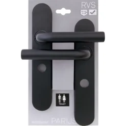 Novidade deurkrukset Parijs ovaal schild met vrij-bezet sluiting 63/8 mm zwart RVS
