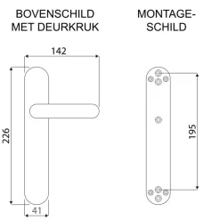 Novidade deurkrukset Parijs ovaal schild met vrij-bezet sluiting 63/8 mm zwart RVS