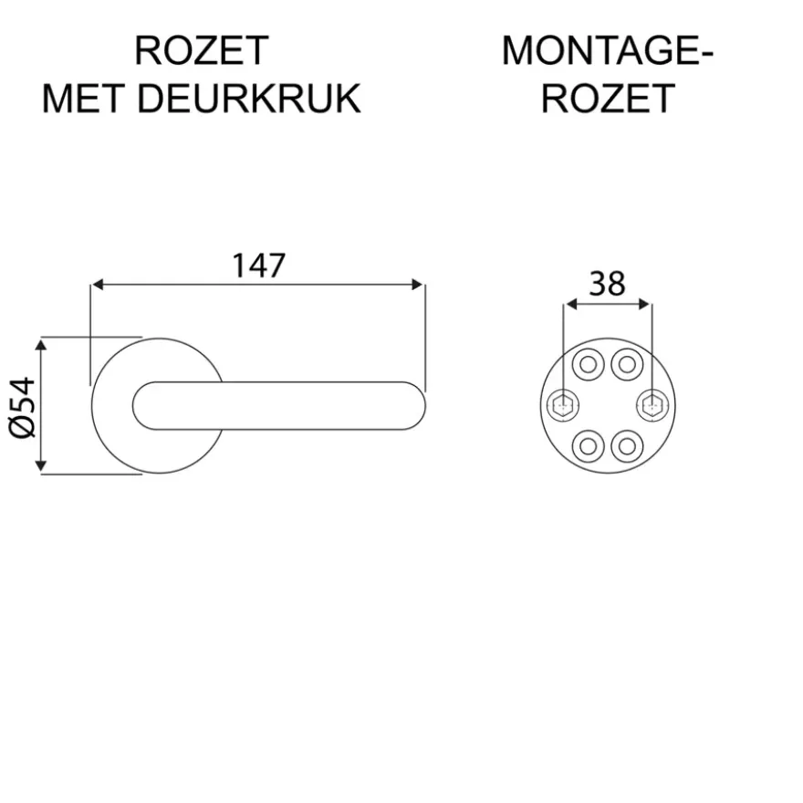 Novidade deurkrukset Parijs rond rozet zwart RVS