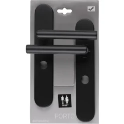 Novidade deurkrukset Porto ovaal schild met vrij-bezet sluiting 63/8 mm zwart RVS