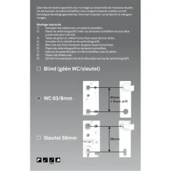 Novidade deurkrukset Porto ovaal schild met vrij-bezet sluiting 63/8 mm zwart RVS