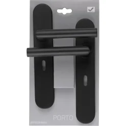 Novidade deurkrukset Porto ovaal schild met sleutelgat 56 mm zwart RVS