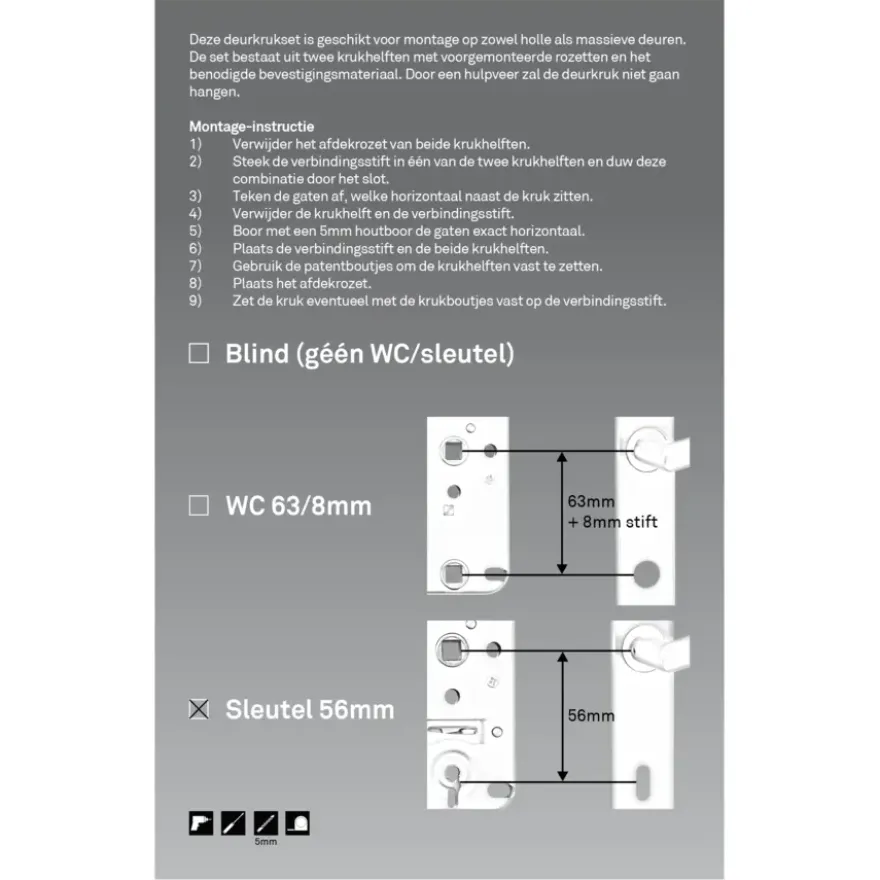 Novidade deurkrukset Porto ovaal schild met sleutelgat 56 mm zwart RVS