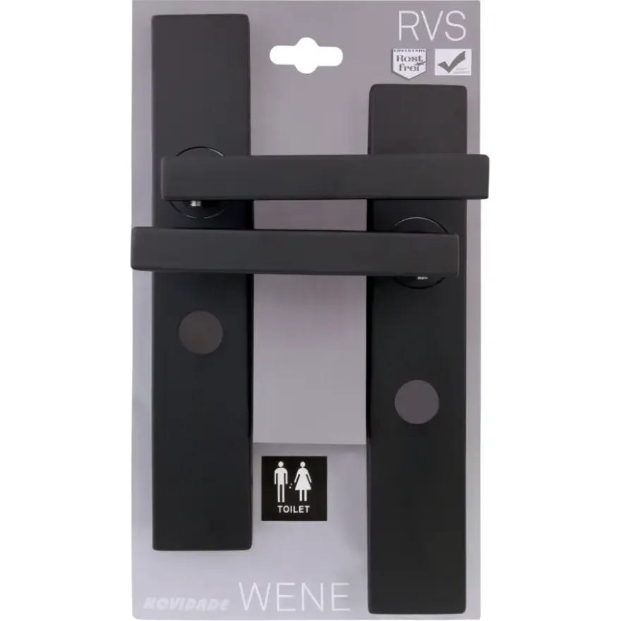 Novidade deurkrukset Wenen recht schild met vrij-bezet sluiting 63/8 mm zwart RVS