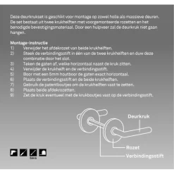 Novidade deurkrukset Wenen vierkant rozet zwart RVS