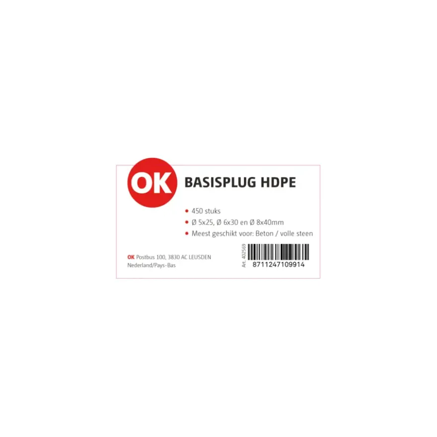 OK Basisplug 5, 6 and 8mm 450T