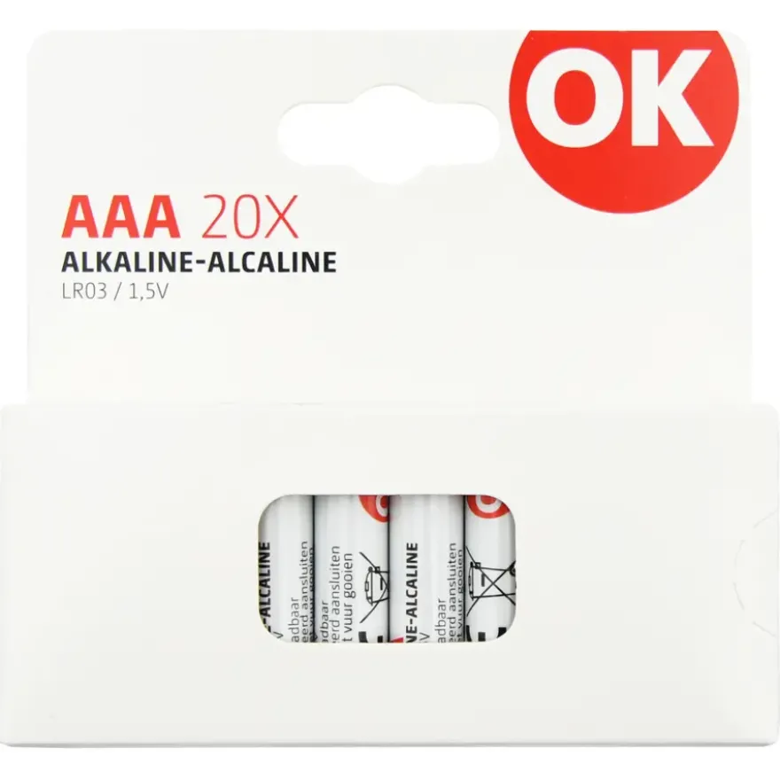 OK Batterij Alkaline AAA 20 stuks