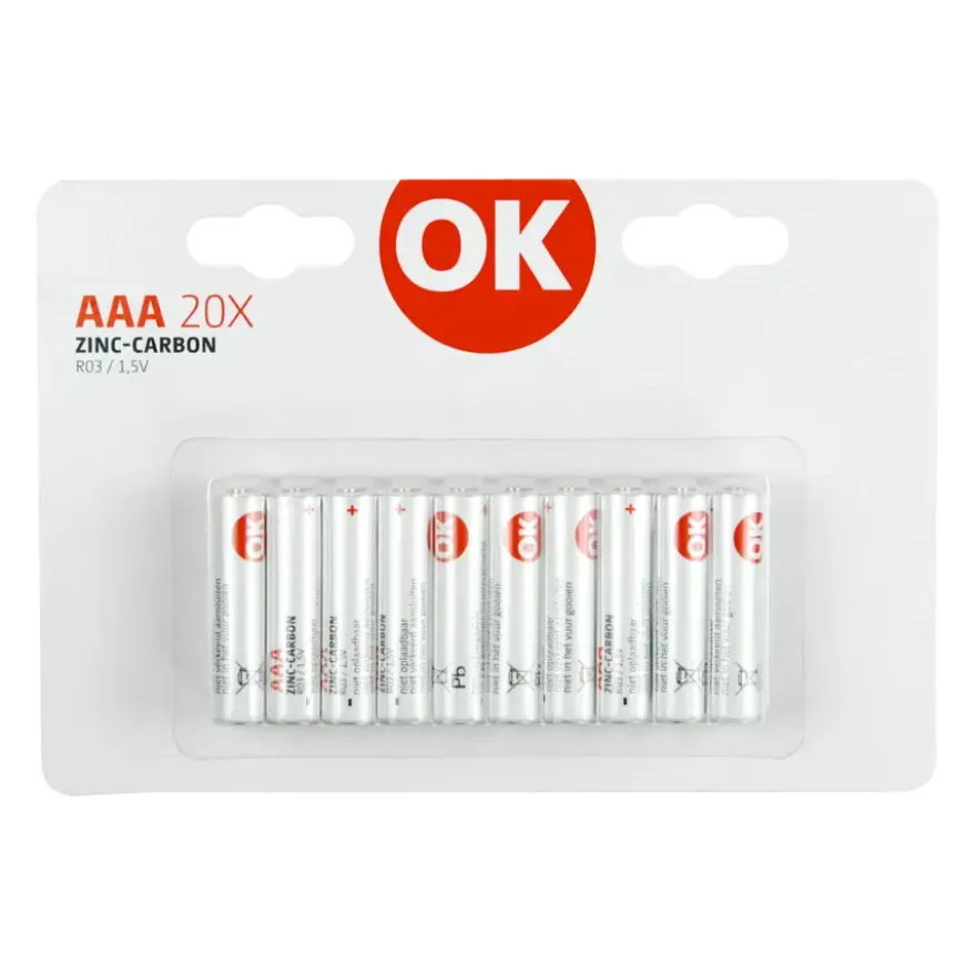 OK Batterij Zinc AAA 20 stuks