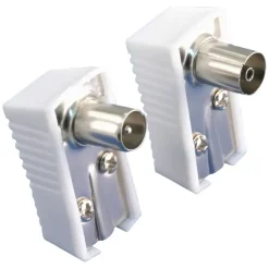 OK Coax stekkerset male/female wit