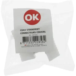 OK Coax stekkerset male/female wit