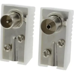 OK Coax stekkerset male/female wit