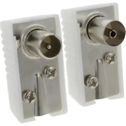 OK Coax stekkerset male/female wit