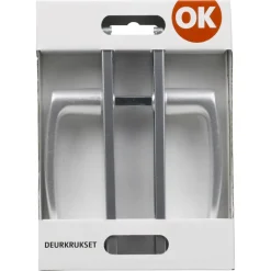 OK deurkruk set Blok recht blind schild aluminium