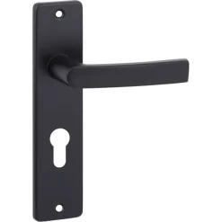 OK deurkruk set Blok recht schild profielcilindergat 55 mm zwart aluminium