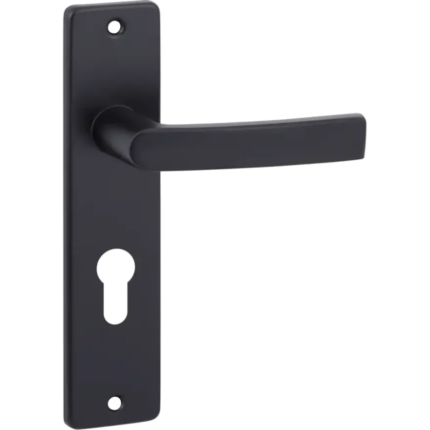 OK deurkruk set Blok recht schild profielcilindergat 55 mm zwart aluminium