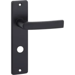 OK deurkruk set Blok recht schild vrij-bezet sluiting 63/8 mm zwart aluminium