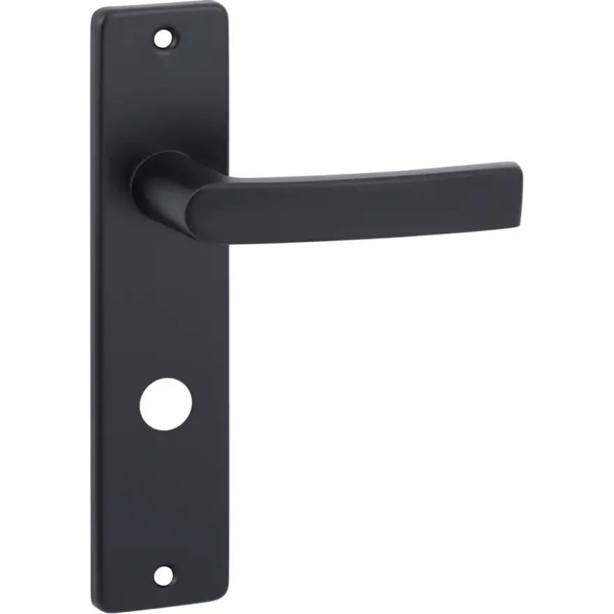 OK deurkruk set Blok recht schild vrij-bezet sluiting 63/8 mm zwart aluminium