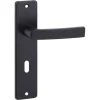 OK deurkruk set Blok recht schild sleutelgat 56 mm zwart aluminium