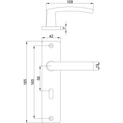OK deurkruk set Blok recht schild sleutelgat 56 mm zwart aluminium