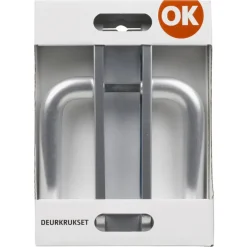 OK deurkruk set ovaal blind schild aluminium