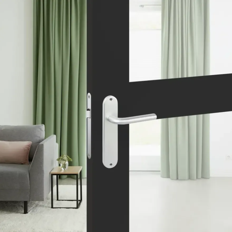 OK deurkruk set ovaal blind schild aluminium