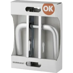 OK deurkruk set ovaal schild profielcilindergat 55 mm aluminium