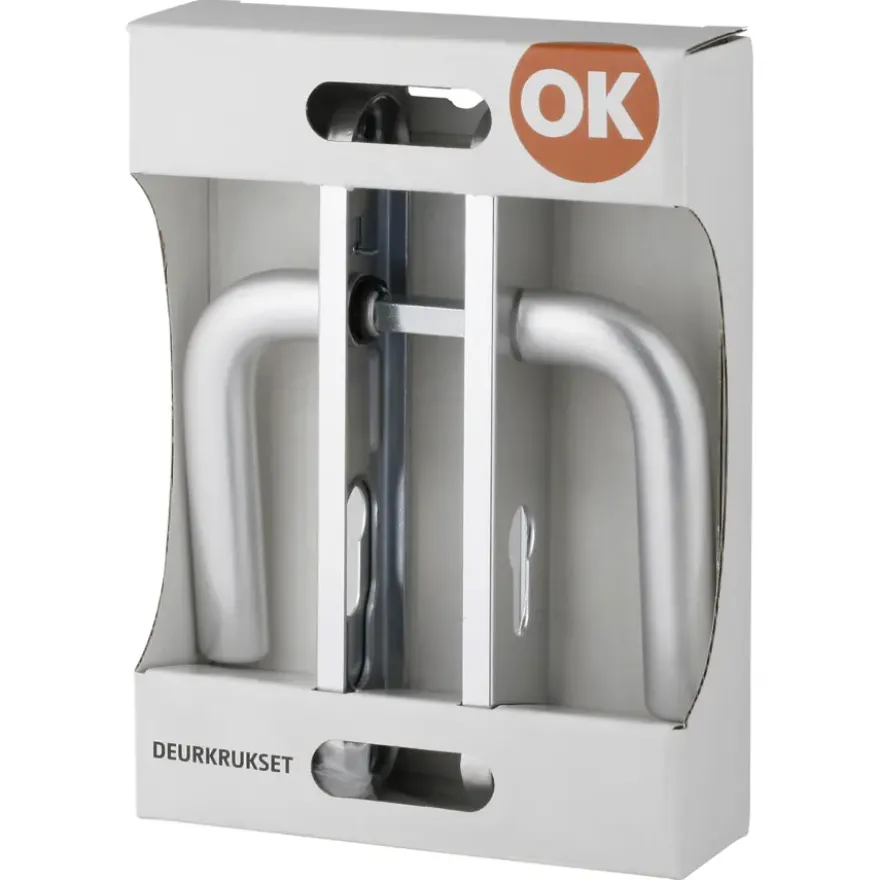 OK deurkruk set ovaal schild profielcilindergat 55 mm aluminium