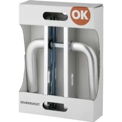 OK deurkruk set ovaal schild sleutelgat 56 mm aluminium
