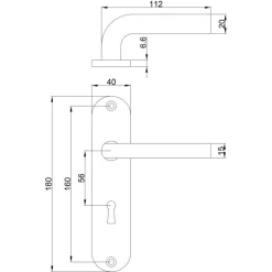 OK deurkruk set ovaal schild sleutelgat 56 mm aluminium
