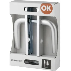 OK deurkruk set ovaal schild vrij-bezet sluiting 63/8 mm aluminium