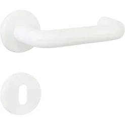 OK deurkruk set rond rozet wit plastic